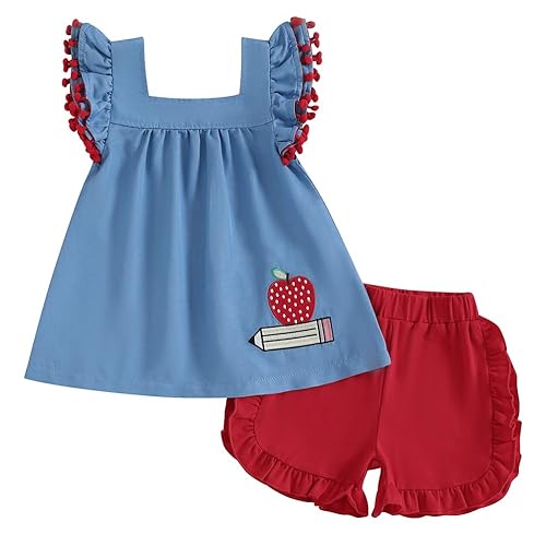 Pudcoco Kids Toddler Girls Back to School Outfit First Day