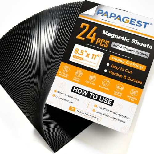 24 Pack Magnetic Sheets with Adhesive Backing 8.5x11 Inch Cuttable Magnet by PAPAGEST - Used condition - US$20.43