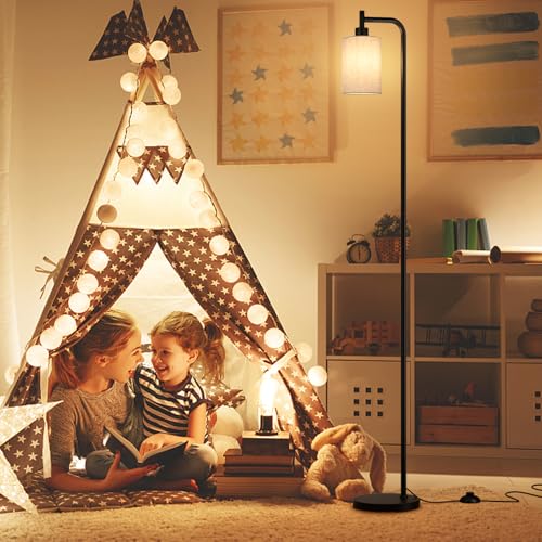 Image of Ziisee Floor Lamps for Living Room - Tall Standing Lamp with Linen Shade, Floor Lamp with LED Bulbs, Modern Floor Lamps for Bedroom Office Corner