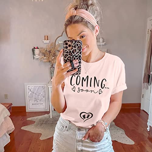 VILOVE Pregnancy Announcement Shirt Women Coming Soon T Shirt Pregnancy Mom to Be Gift Shirts New Mom Tee Shirt2
