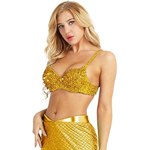 inlzdz Glitter Sparkle Beaded Bra Top Cover