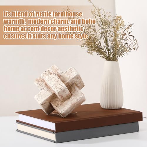 Nudo decorativo 3 enlaces tallado a mano 5 pulgadas diámetro miniatura 4