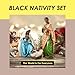 TWIFE Black Nativity Set - Miniature Tabletop Holy Family Christmas Figurines - Set of 3 Hand Painted Polyresin Figurines - Mary, Joseph, and Baby Jesus in Manger