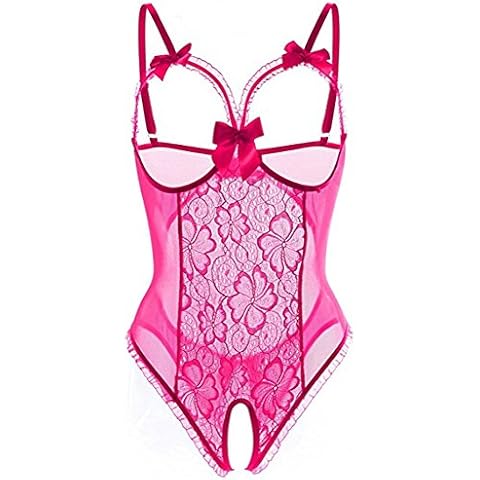 Kobilee Sexy Unterwäsche für Damen für Sex Body Spitze Push Up Dessous Curvy Ouvert Erotisch Sexy Unterwäsche Negligee Frauen Babydoll Große Größen Nachtwäsche Reizwäsche Rot Offener Schritt Cover