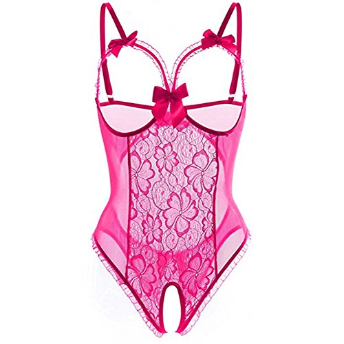 Lingerie for Women for Sex,WUAI Women's Sexy One-Piece Teddy Lingerie Bodysuit Lace Nightie Babydoll Sleepwear(Hot Pink,Small)