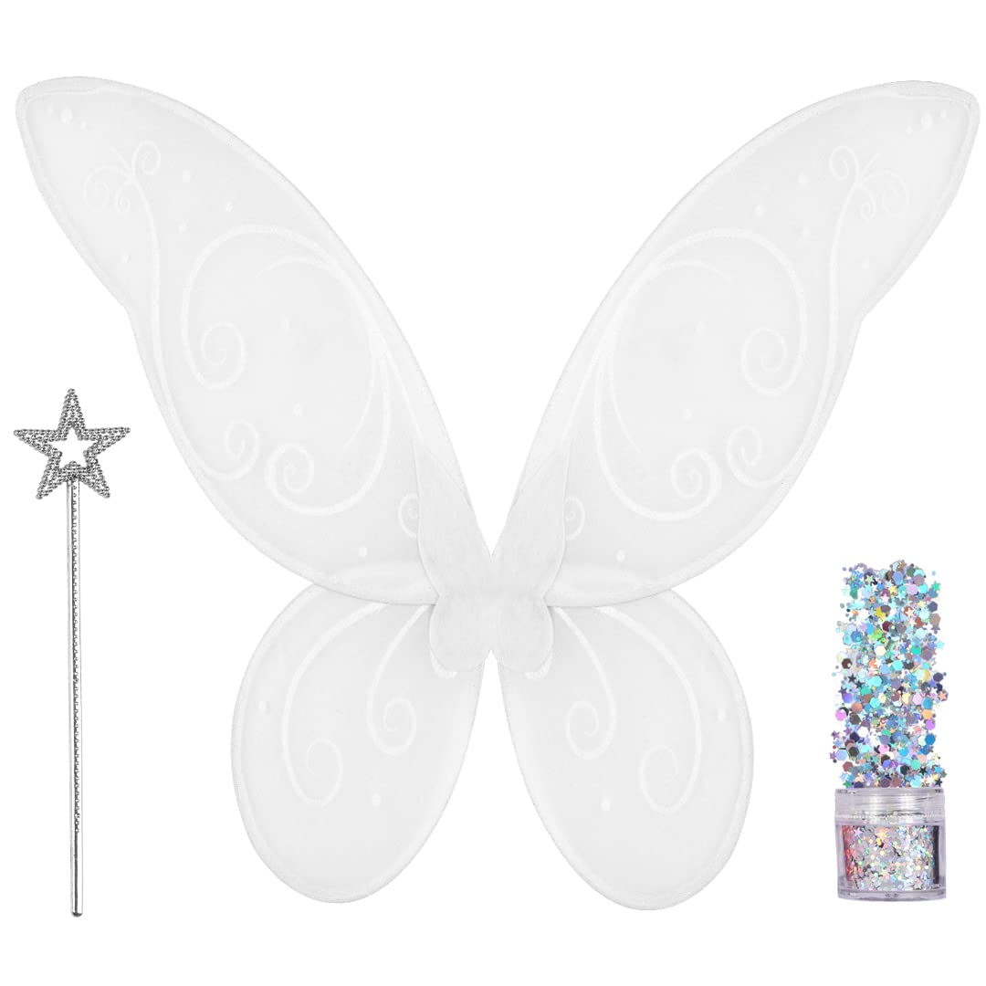 Funcredible Fairy Accessories Set - Fairy Wings, Fairy Wand with Fairy Glitter - Tooth Fairy Wings - Party Favors for Women