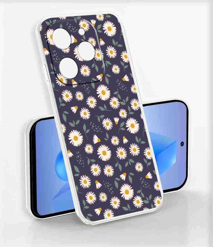 Emazing Vibey Printed Transparent Designer Phone Case & Mobile Case - Clear, Slim & Shockproof Soft TPU Back Cover for Infinix Hot 40i - dasies and shutle