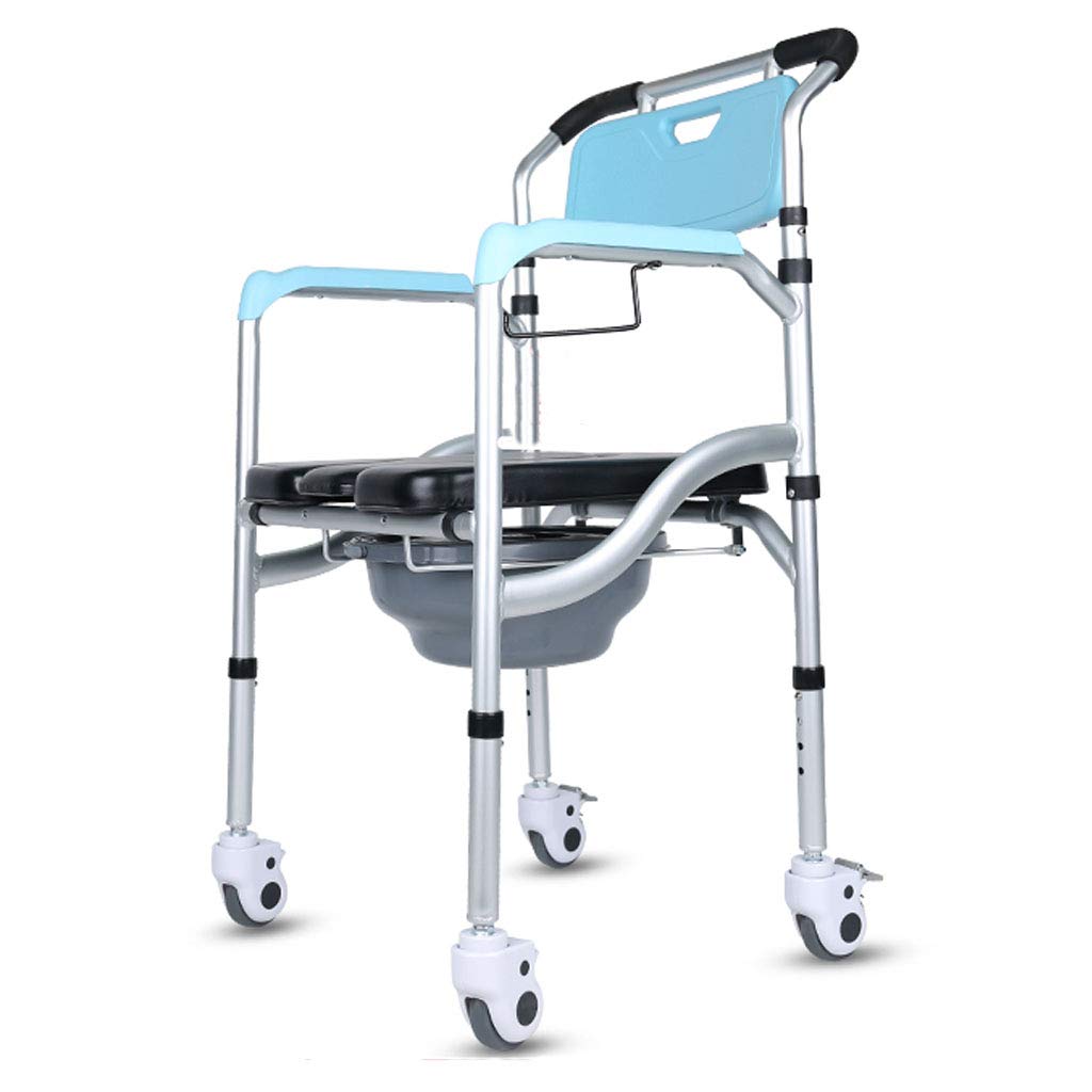 XWZJY Bariatric Toilet Seat Pregnant Woman Commode Non-slip Bath Bench Shower Wheelchair Folding Wheeled Shower Chair Toilet Bath Chair for the Elderly Disabled Easy Transfer
