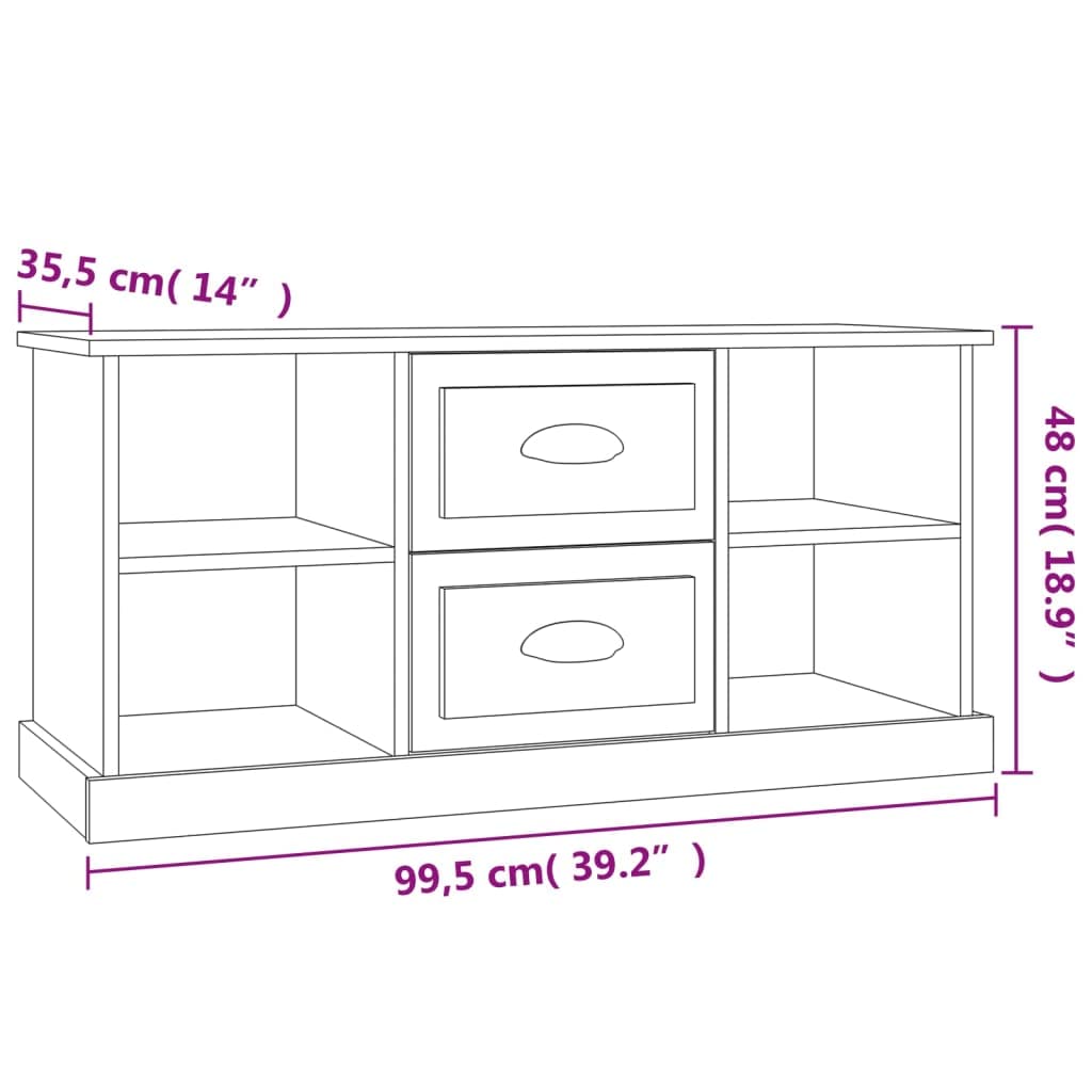 TV-Schrank Räuchereiche 99,5x35,5x48 cm, Holzwerkstoff, Modernes Media Center mit Stauraum, für Wohnzimmer und Schlafzimmer