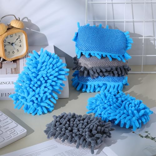 Image of Sherr 18 Pcs Microfiber Shag Magnetic Dry Erase Erasers Washable Whiteboard Eraser Bulk Colorful White Board Eraser for Chalk Markers Home Office Adult(Blue Gray)