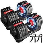 HAKENO 15 in 1 Adjustable Dumbbell 2x24kg PAIR of Weight with Fast Automatic Adjustable and Weight Plate for Body Workout Home Gym（2pcs set）