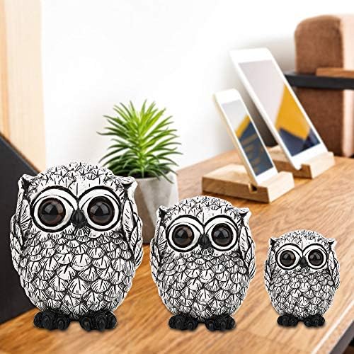 Owl Ornament, Exquisite Owl Shape Resin Craft Home Decoration Accessory Creative Birthday Halloween Gift(M)