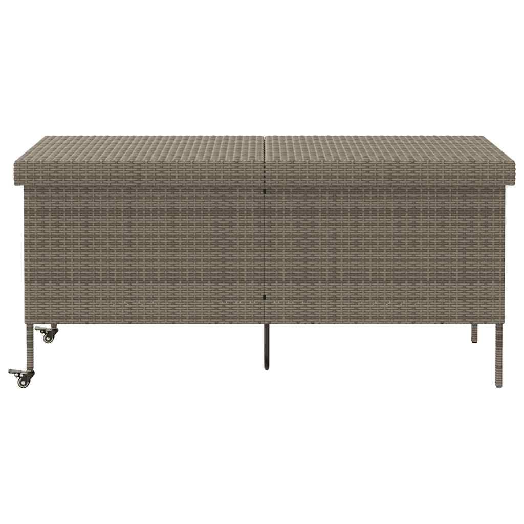 vidaXL Skrzynia ogrodowa z kółkami, szara, 160x55x75 cm, polirattan