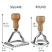 Hicook Ravioli Maker Cutter Stamps Set Round & Square Shape Ravioli Masker - Large Size Aluminum Press with Wooden Handle and Fluted Edge, Set of 2