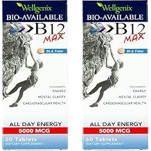 Wellgenix Bio-Available Sublingual B12 Max - Formulated for High Absorption - Nutritional Multivitamin B12, B6, Folate - Fast Dissolve 60 Ct 2 Pack