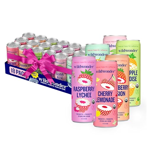 wildwonder Sparkling Probiotic Juice Drink 18pk, 6 Flavors
