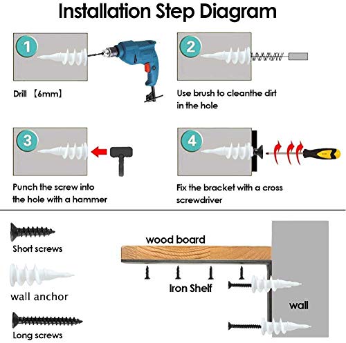 Shelf Brackets L Bracket 12 Inch 4Pcs Heavy Duty Black Shelf Bracket Iron Metal Wall Bracket For Diy Open Shelving Rustic Bracket #TOP3