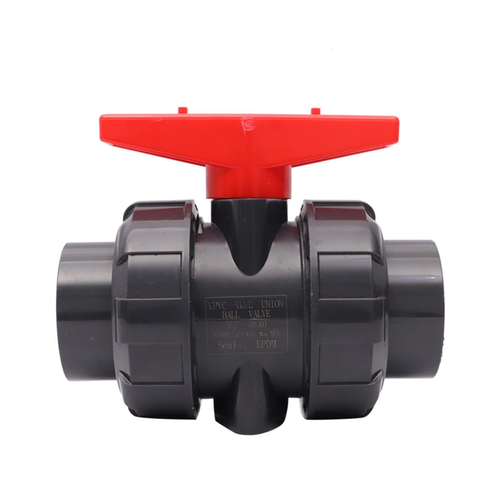 Gibqdnspw One Colour Upvc Industrial Double Union Ball Valve Pn16 Industrial Grade Pvc-U Manual Double Union Valve Plastic Oil Valve Switch (Dn50 (63Mm)