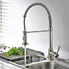 Timaco Wasserhahn Küche Einhandmischer für Küchen Spüle Gebürsteter Nickel Geschirrbrause Federbrause Mischbatterie Küchenarmatur Spültisch Armatur