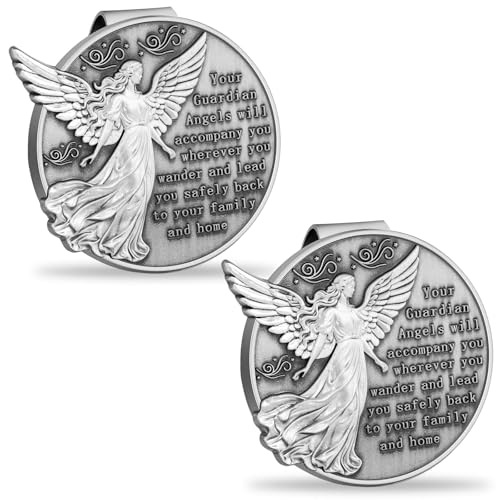 Qflrgon 2PCS Guardian Angel Visor Clip for Car - A for New Drivers! Christian Car Accessories & Catholic Gifts for Women Faith-Infused Journey Companion