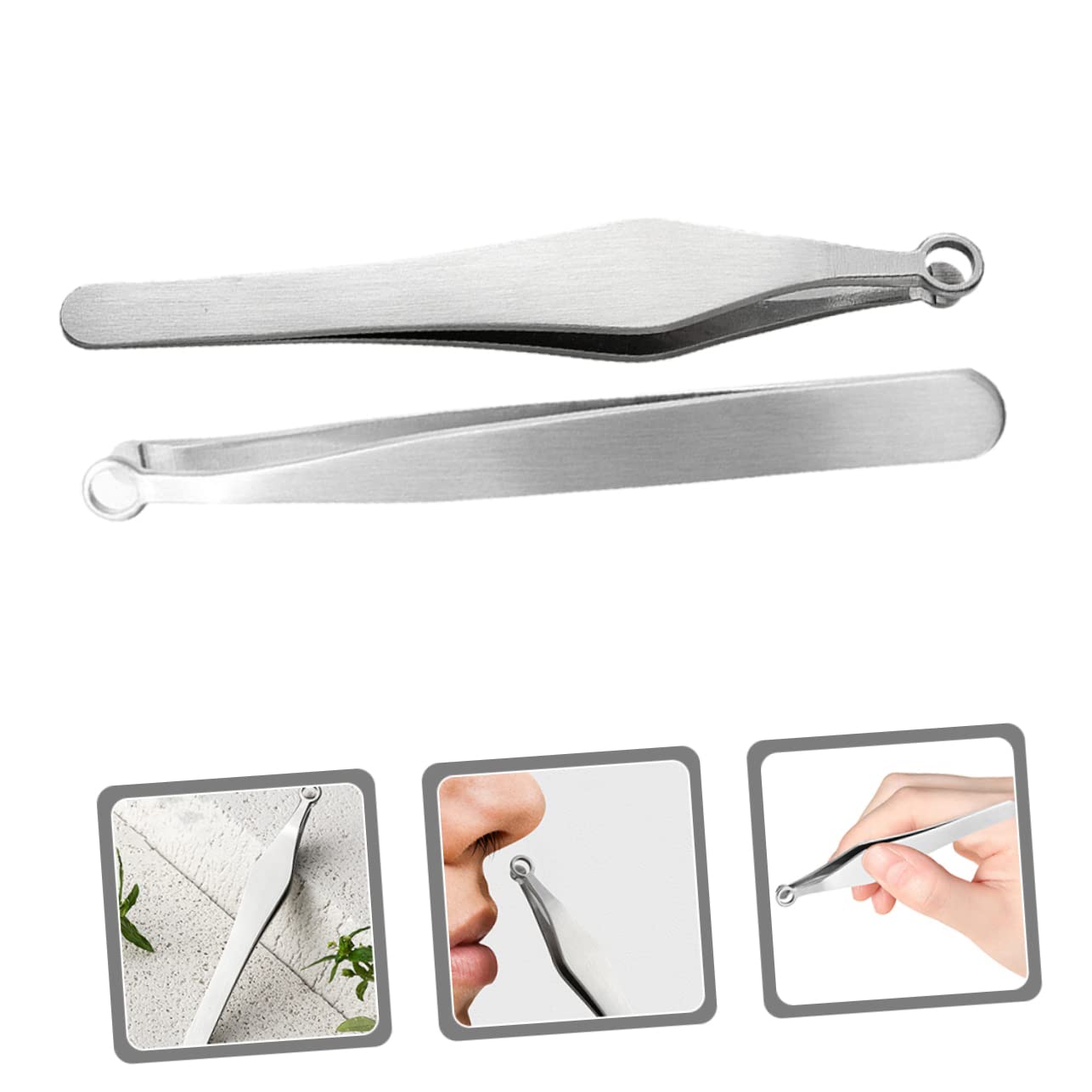 BESTYASH 2sets Reusable Metal Nose Hair Clip Trimmer Tool Nasal Tweezers for and Efficient Nose Hair Removal Lightweight Design for Easy Carrying and Storage 2pcs*2