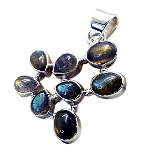 Pendentif labradorite en argent sterling pour femme avec forme mixte de collier de guérison