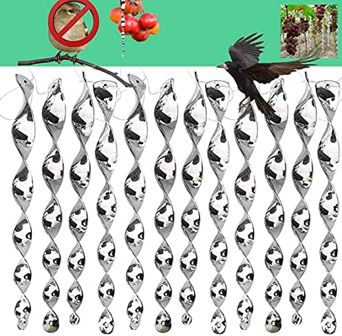 30 PC Package -Repellent Reflective Ornamental Spiral Deterrent to Keep Birds Away. Hanging Wind Twisting Scare Bird Rods Deflectors Decoys. Decorative Bird Deterrent to Protect Home and Garden. image 5
