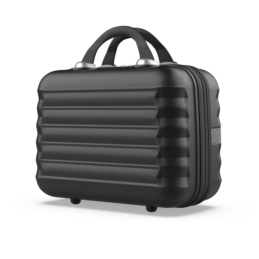 NUMADA Neceser Viaje Grande Rígido ABS Upfly (31x31x17cm) de 11L de Capacidad con Goma Elástica Trasera para Adaptarlo a la Maleta y Asa para Transporte | Negro