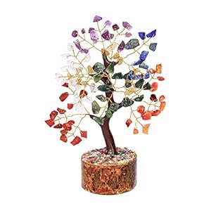 YATSKIA Seven Chakra Tree – Crystal Tree of Life – House Warming Gifts New Home – Chakra Stones – Gemstones and Crystals – Crystal Decor – Chakra Decor – Crystal Gifts for Women – Gemstone Tree