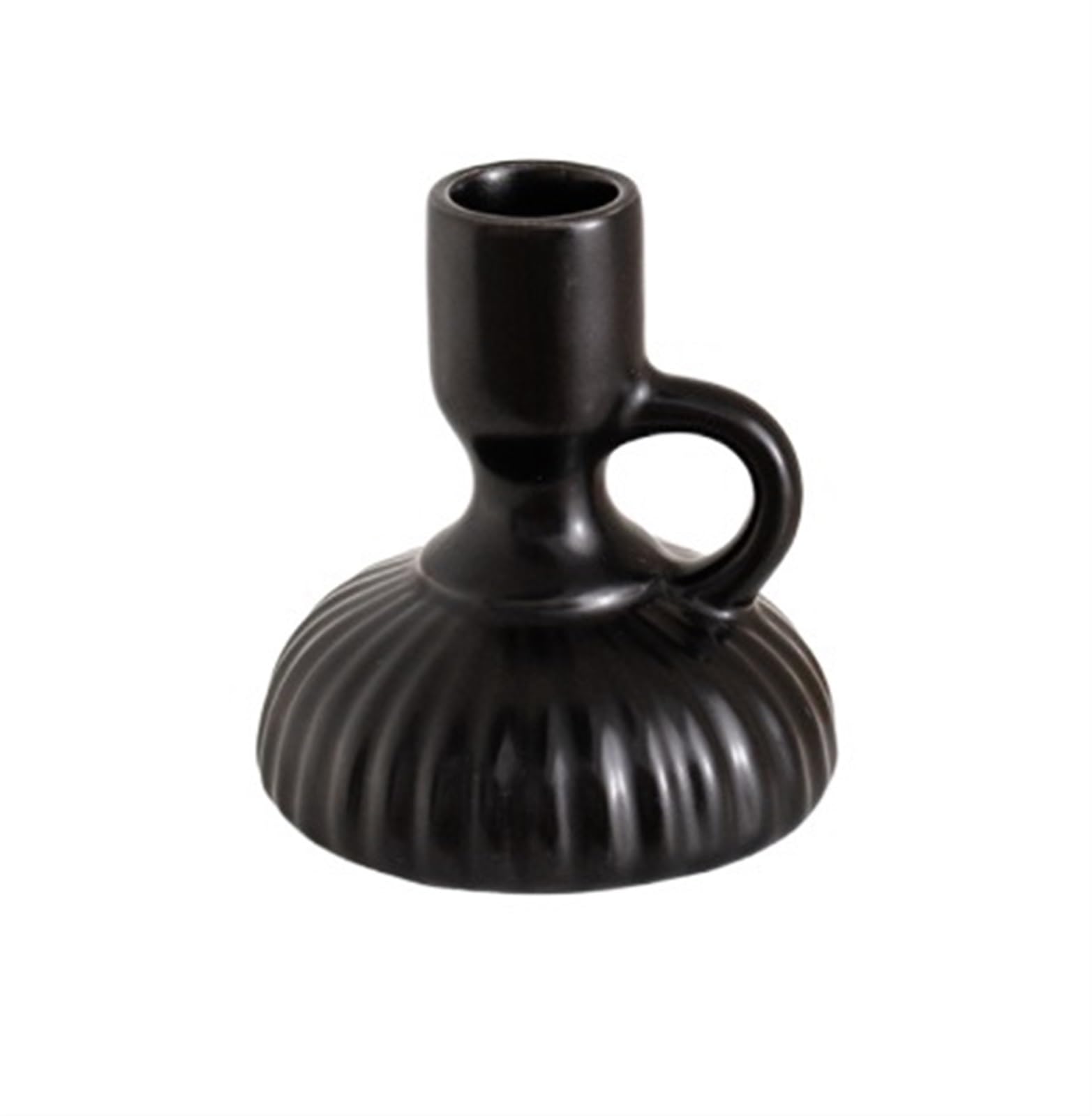 Sturdy Candle Holder Stand Ceramic Candles Holders Minimalist Decor Candlestick For Home Office Dining Table Non Topple(Black,9 * 10cm)