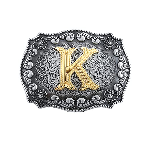 Image of HUABOLA CALYN Belt Buckle Men, Western Cowboy Rodeo Small Alphabet Letter ABCDMRJ to Z Initial Belt Buckles for Women