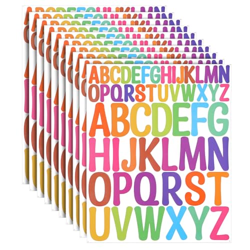 Piriuuo 10 pegatinas de letras, pegatinas de letras de vinilo coloridas, autoadhesivas, letras adhesivas para ventanas, pósteres, buzones, manualidades, álbumes de recortes, decoración
