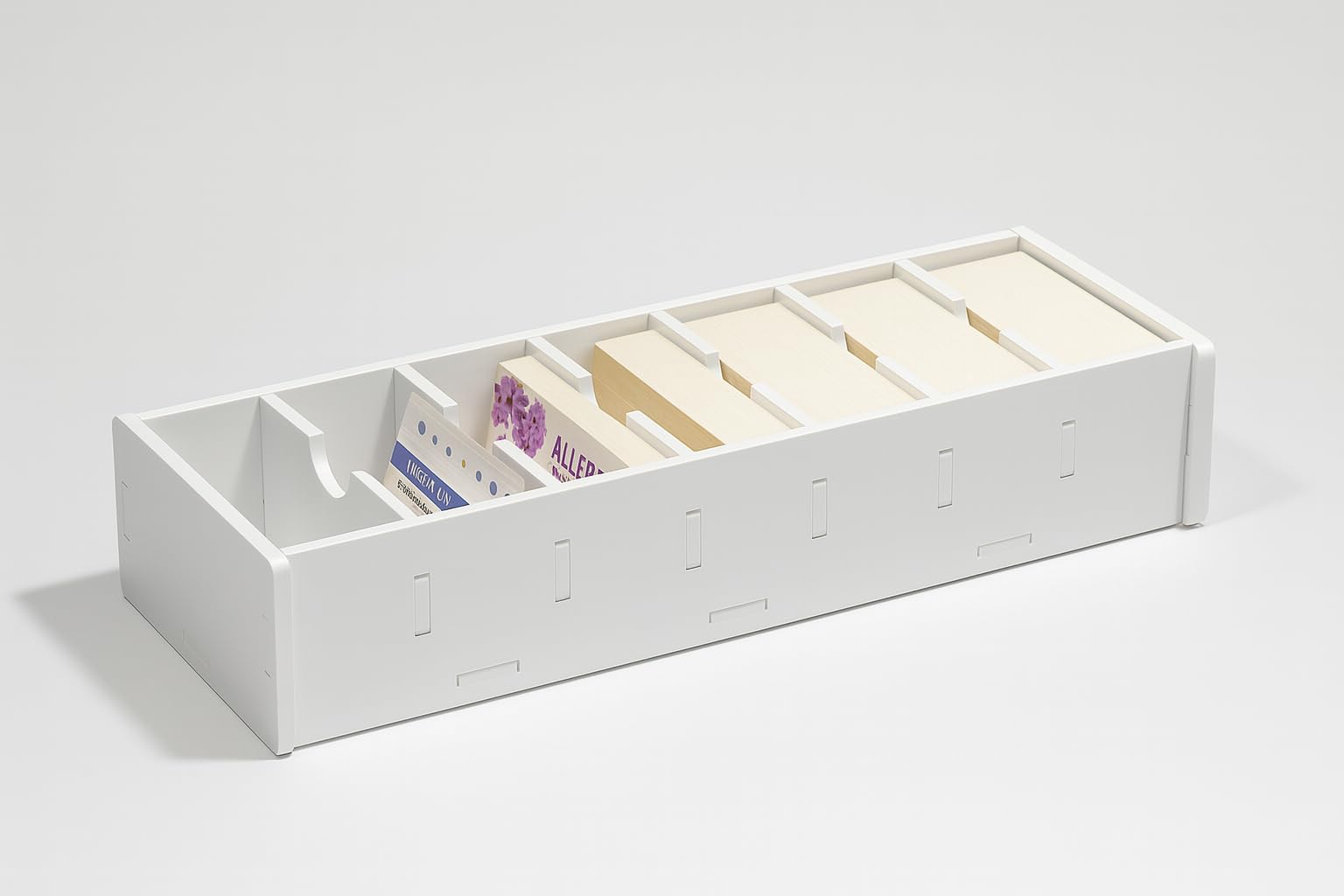 Boîte à fiches 36,3 x 12 x 6,4 cm en bois pour vocabulaire, notes et cartes de visite