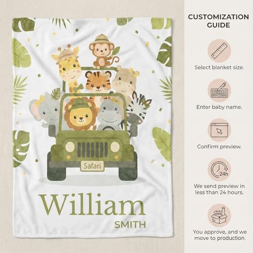 Image of Personalized Baby Blanket for Girls, Custom Floral Baby Blanket with Name, Soft & Fuzzy Newborn Receiving Blankets for Toddler, Customized Baby Gifts for Birthday Baby Shower