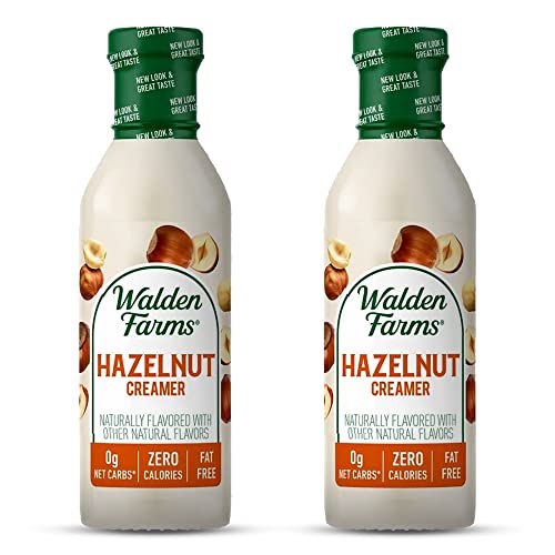 Walden Farms Hazelnut Coffee Creamer – Zero Calorie, Fat-Free, Sugar-Free, Low Carb, Keto-Friendly, Dairy-Free, Vegan – 2-Pack, 12 oz Bottles
