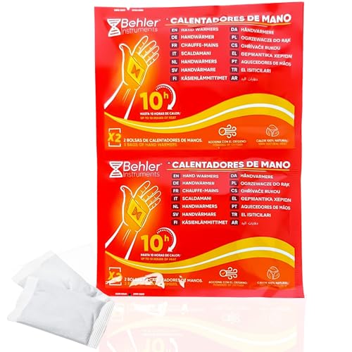Behler - Pares de Calentadores de Mano - Activados por Aire - hasta 10 Horas - Calentador de Manos - Ideal para Guantes, Bolsillos o sostener en Manos en Deportes al Aire Libre