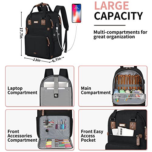 crochet bag knitting bag backpack and totes organizer with usb charging port large yarn storage tote bag