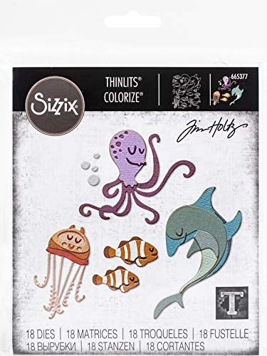 Sizzix Thinlits Die 665377 Under The Sea #1 Colorize by Tim Holtz 22 Pack, Multicolor Sizzix Thinlits Die 665377 Under The Sea #1 Colorize by Tim Holtz 22 Pack, Multicolor