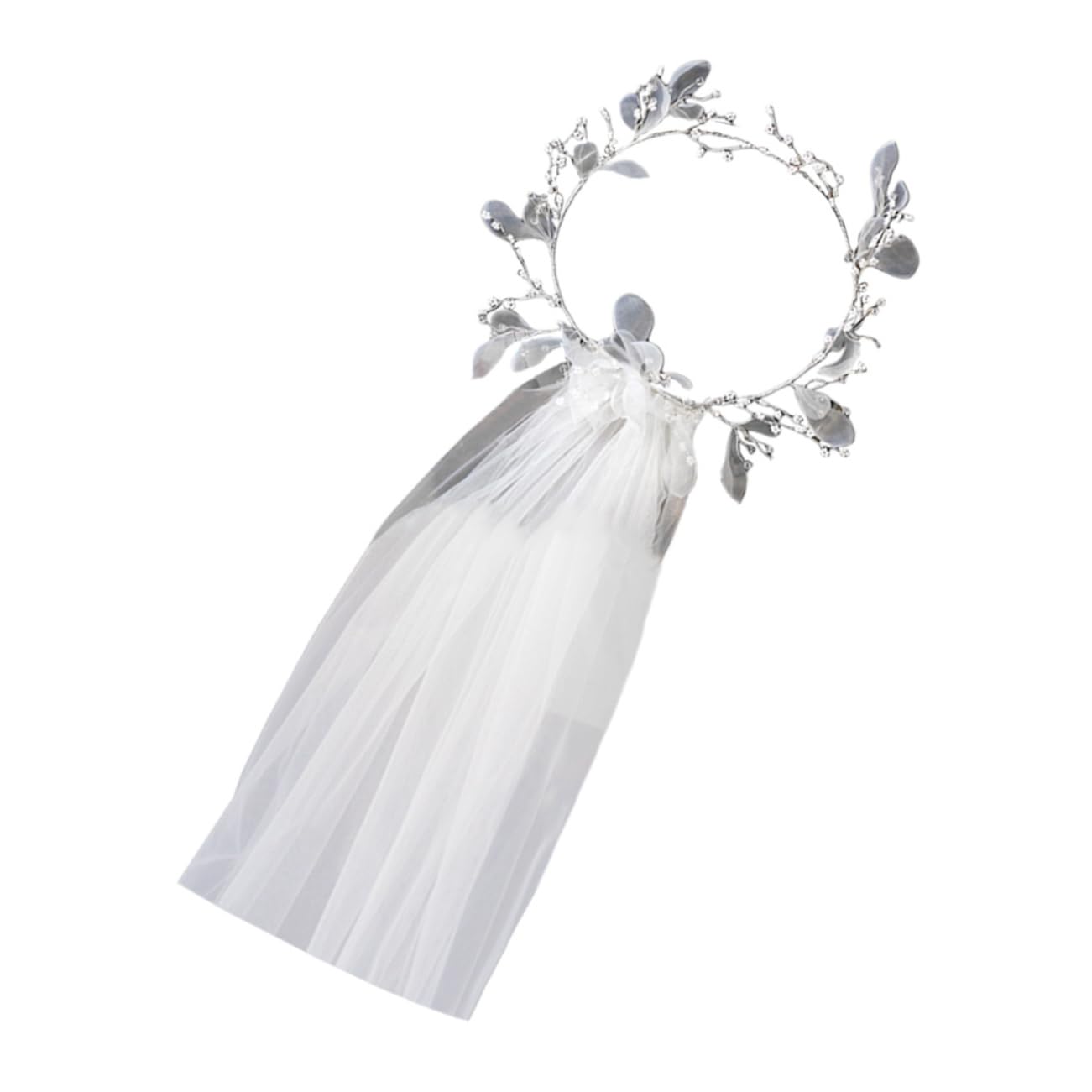 PACKOVE Brautschleier Zarter Schleier Eleganter aus Gauze mit Perlenkranz in Weiß für Brautstil bei Hochzeit für Hochzeitsfotos und Festliche Anlässe