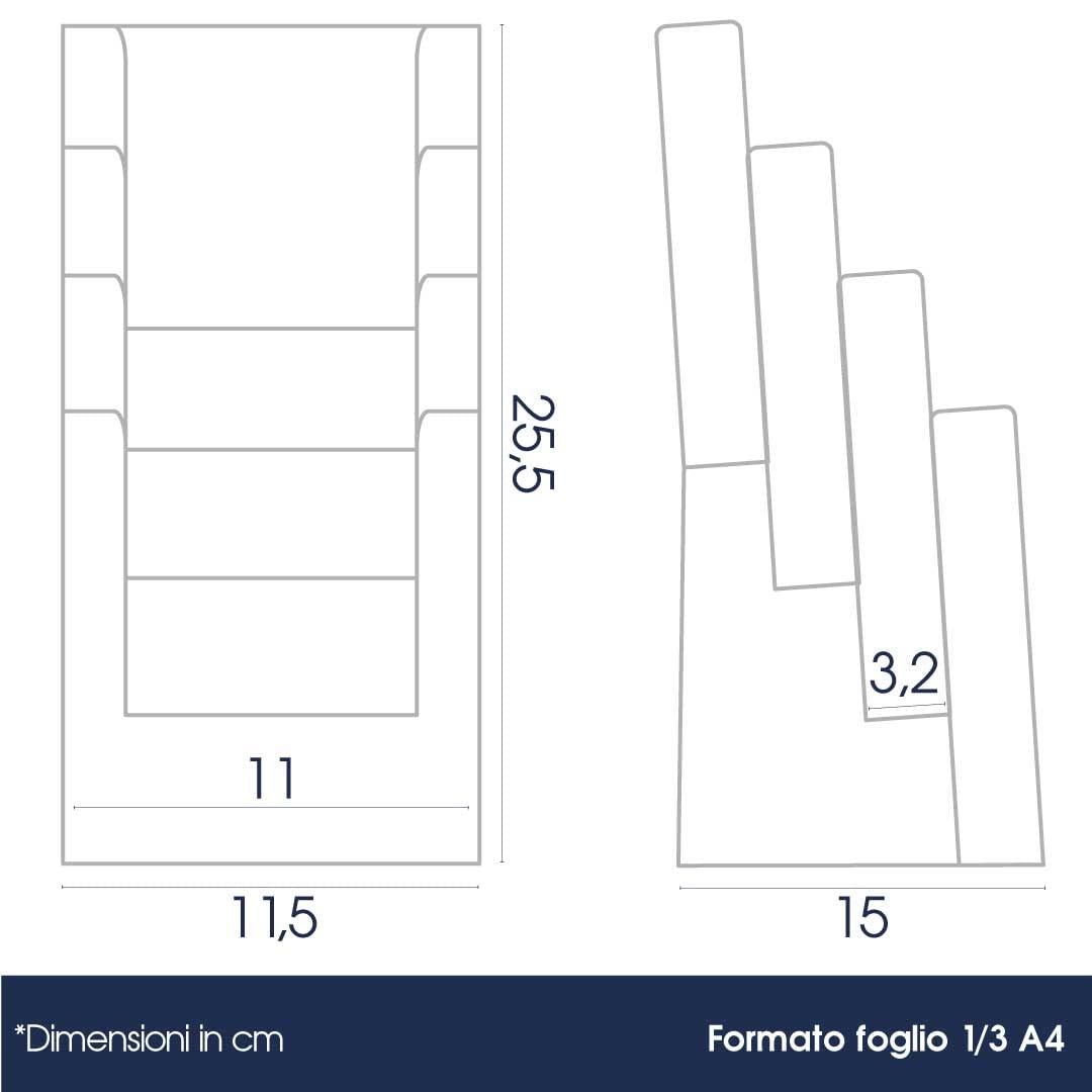 Danieli | Espositore Porta Depliant 4 posti 1/3 A4 da Tavolo in Acrilico Trasparente - Espositore Brochure da tavolo - Espositore da banco Porta Volantini, Cartoline e Biglietti (5)