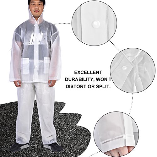 Tbest Clear Raincoat,Unisex Transparent Raincoat Rain Suit Rainwear Portable Fashionable Outdoor Clear Rain Coat Pants Emergency Rain Wear For Adult Traveling Camping Hiking Fishing(L)3