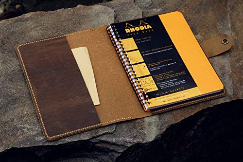 Personalized vintage rhodia leather cover distressed leather cover for rhodia wirebound meeting notebook A5+ NRA5P05S4