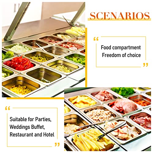 Image of Thenshop 10 Pack 1 /6 Size 6 Inch Deep Hotel Pans Stainless Steel Steam Table Food Pan Commercial Metal Food Catering Tray Anti Jam for Hotel Restaurant Buffet Party Supplies (Standard)