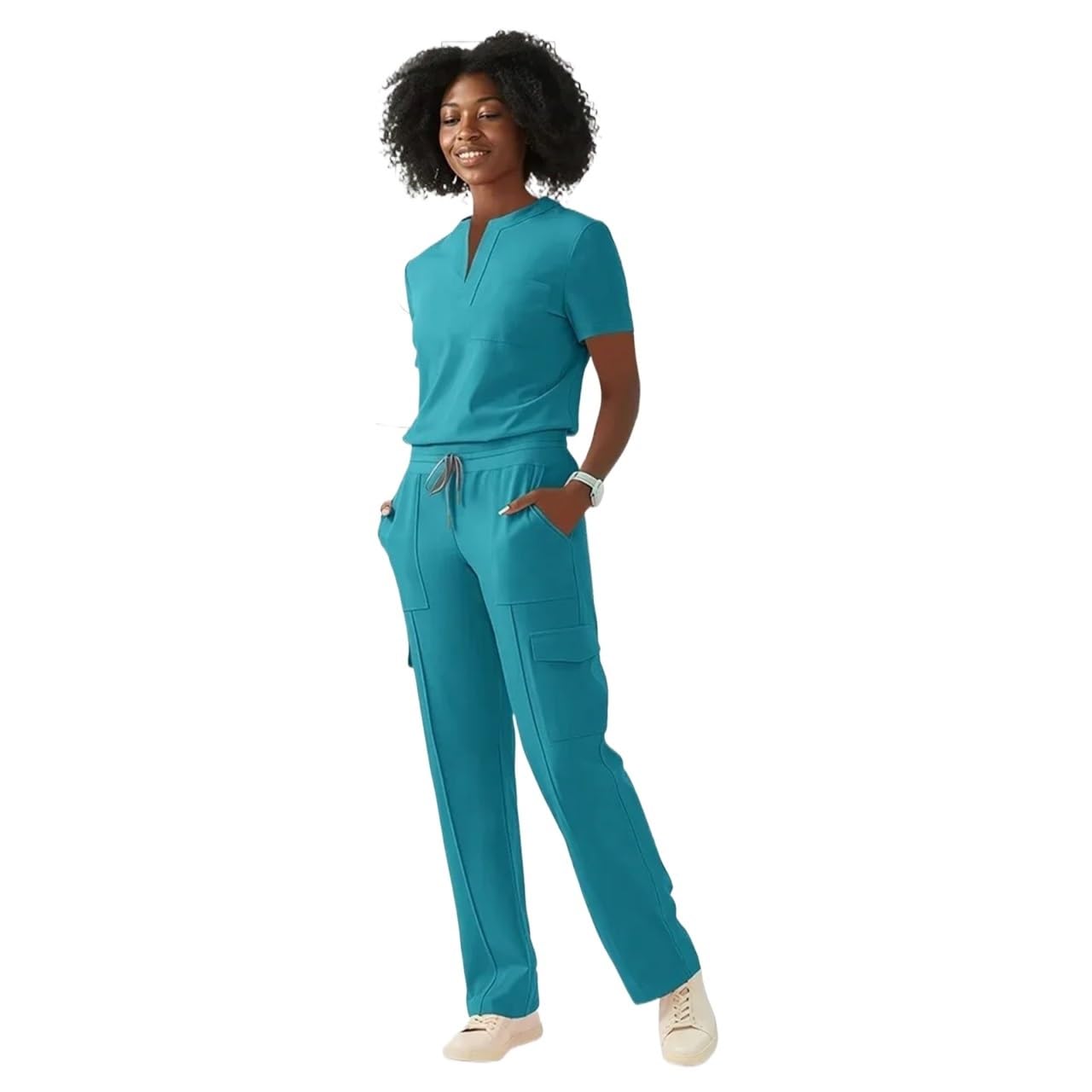 Uniforme Sanitario Unisex Uniforme médico de Manga Corta for Mujer, Conjunto Hospital, Uniforme Tienda Mascotas, Tops y Pantalones