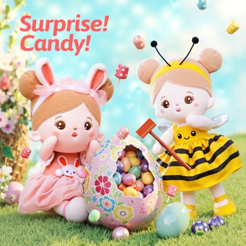 Image of OUOZZZ 12.6 inch Soft Baby Doll Toys for 1 + Year Old Girl Gifts - Easter Gifts Bunny Plush for Kids Easter Toys Decorations Basket Stuffers for Toddlers Infants