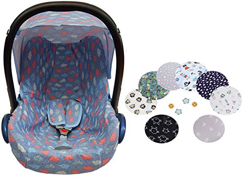 Sweet Baby - Juego completo de fundas para asiento de bebé Maxi-Cosi Cabrio, Pebble y otros azul Hearts Light Talla:3er Komplettset