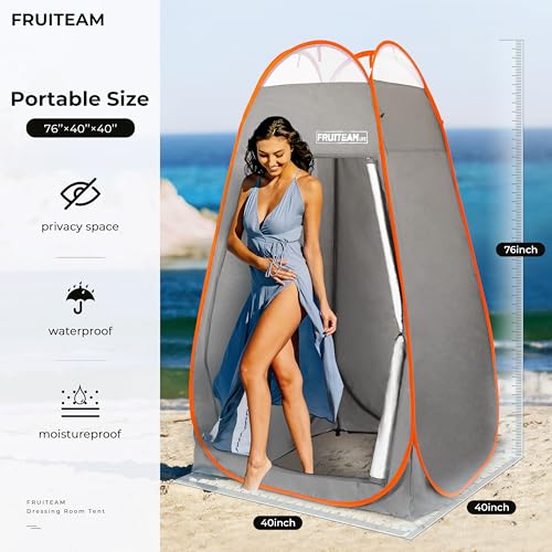 FRUITEAM Privacy Shower Tent for Hiking Beach Picnic Fishing, Shower Tent for Camping, Extra Privacy Tent, Spacious Privacy Shelters Camp with Portable Carrying Bag - Gray image 5