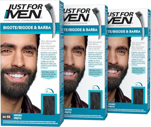 Just For Men Tinte Colorante En Gel Barba Y Bigote, Negro M55 (3 Pack)