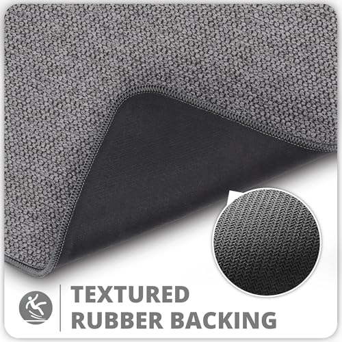 Image of Bath Mat,Ultra Thin Bathroom Rugs,Rubber Bath Mats for Bathroom,No Slip Bath Rug,Quick Dry,Machine Washable,Low Pile,Absorbent,Shower Outside,Sink,Home Decor Accessories.Dark Grey,1'8 inchx2'8 inch(20x32inch)