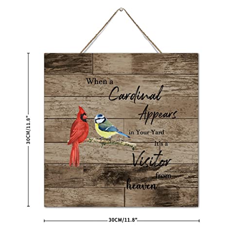 Plaque verticale en bois deuil parents avec message cardinal jardin - 4